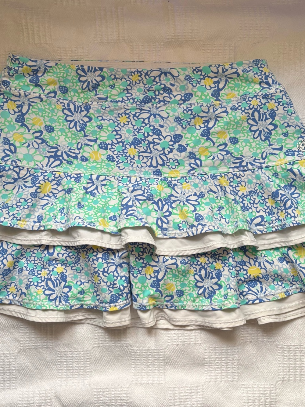 Lily Pulitzer “Bianca’s Love” Floral Tiered Ruffle Skort in Blue & Green. Size M - Picture 6 of 6